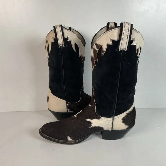 Vintage Larry Mahan Cow Hair Cowgirl Pony Boots 8 B - Picture 14 of 16
